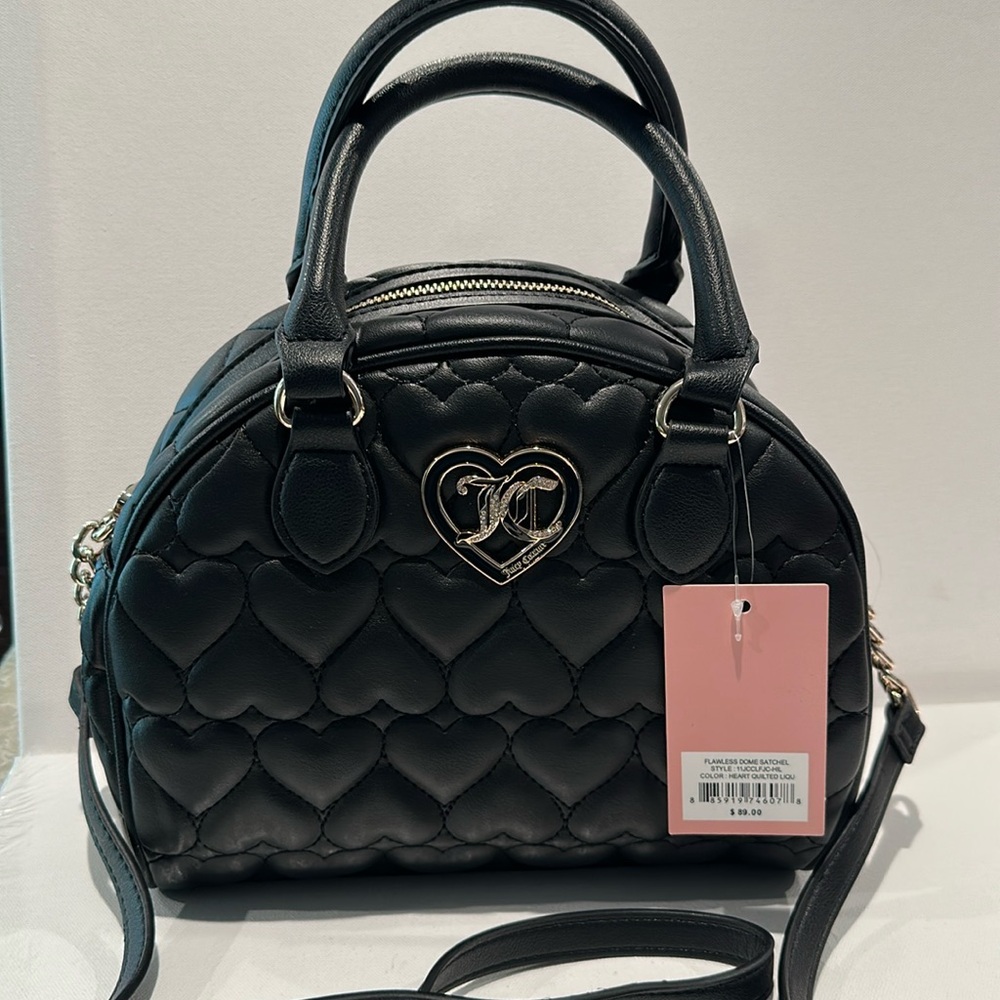 NWT Juicy Couture Flawless Dome Quilted Satchel with adjustable Crossbody Strap.
